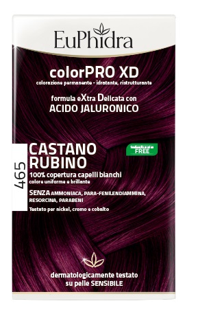 EUPHIDRA COLORPRO XD 465 CAST RUBINO GEL COLORANTE CAPELLI IN FLACONE + ATTIVANTE + BALSAMO + GUANTI - farmavitality.it