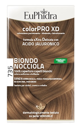 EUPHIDRA COLORPRO XD 735 BIONDO NOCCIOLA GEL COLORANTE CAPELLI IN FLACONE + ATTIVANTE + BALSAMO + GUANTI - farmavitality.it