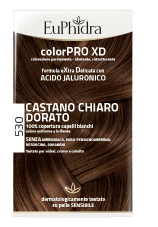EUPHIDRA COLORPRO XD 530 CASTANO CHIARO DORATO GEL COLORANTE CAPELLI IN FLACONE + ATTIVANTE + BALSAMO + GUANTI - farmavitality.it