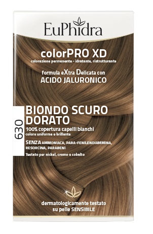 EUPHIDRA COLORPRO XD 630 BIONDO SCURO DORATO GEL COLORANTE CAPELLI IN FLACONE + ATTIVANTE + BALSAMO + GUANTI - farmavitality.it