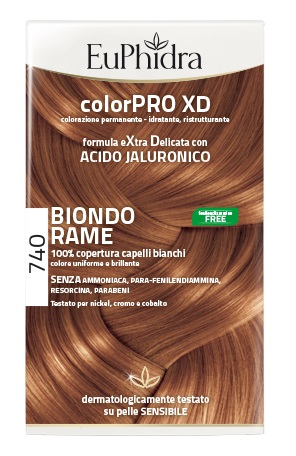 EUPHIDRA COLORPRO XD 740 BIONDO RAME GEL COLORANTE CAPELLI IN FLACONE + ATTIVANTE + BALSAMO + GUANTI - farmavitality.it