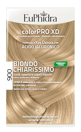 EUPHIDRA COLORPRO XD 900 BIONDO CHIARISSIMO GEL COLORANTE CAPELLI IN FLACONE + ATTIVANTE + BALSAMO + GUANTI - farmavitality.it