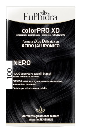 EUPHIDRA COLORPRO XD 100 NERO GEL COLORANTE CAPELLI IN FLACONE + ATTIVANTE + BALSAMO + GUANTI - farmavitality.it