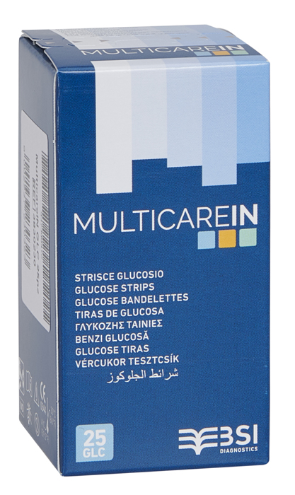 STRISCE MISURAZIONE GLICEMIA MULTICARE IN GLUCOSIO ELETTRODO 25 PEZZI - farmavitality.it