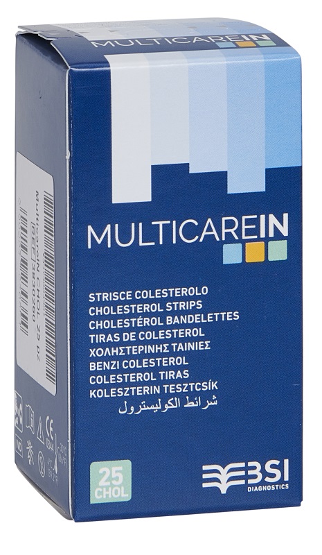 TEST COLESTEROLEMIA MULTICARE IN COLESTEROLO IN STRISCE CON ASPIRAZIONE CAPILLARE 25 PEZZI - farmavitality.it