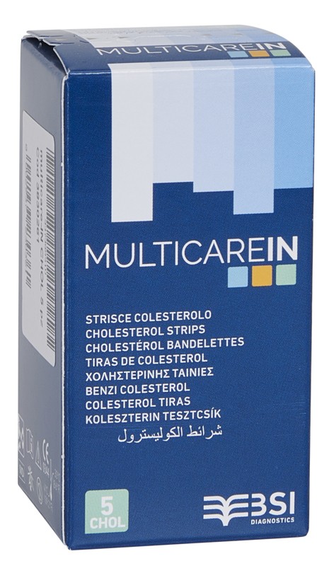 TEST COLESTEROLEMIA MULTICARE IN COLESTEROLO IN STRISCE CON ASPIRAZIONE CAPILLARE 5 PEZZI - farmavitality.it