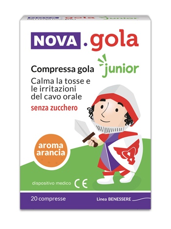 NOVA GOLA JUNIOR ARANCIA 20 COMPRESSE SENZA ZUCCHERO - farmavitality.it