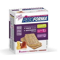 PESOFORMA SANDWICH PROSCIUTTO/FORMAGGIO 4 PASTI 8 PEZZI X 25 G - farmavitality.it