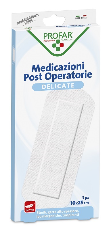 MEDICAZIONE POST OPERATORIA STERILE GARZA ANTIADERENTE 10X25 CM 3 PEZZI PROFAR - farmavitality.it