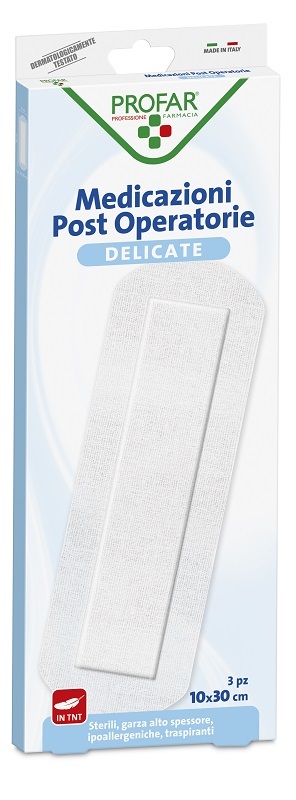 MEDICAZIONE POST OPERATORIA STERILE GARZA ANTIADERENTE 10X30 CM 3 PEZZI PROFAR - farmavitality.it