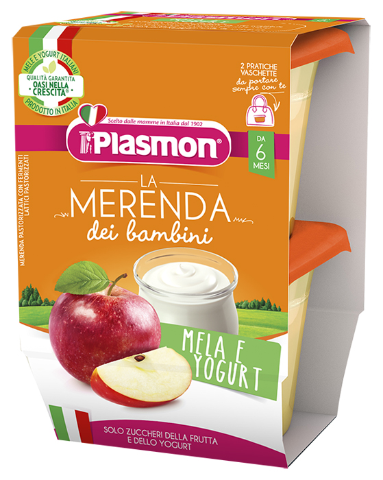 PLASMON LA MERENDA DEI BAMBINI SAPORI DI NATURA MELA YOGURT ASETTICO 2 X 120 G - farmavitality.it