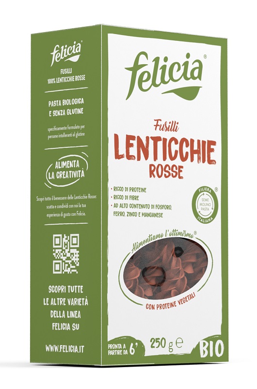 FELICIA BIO FUSILLI DI LENTICCHIE ROSSE 250 G - farmavitality.it
