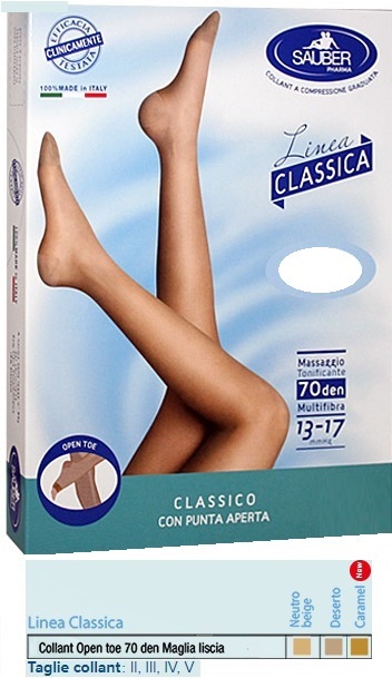 SAUBER COLLANT OPEN TOE MAGLIA LISCIA 70 DEN COLORE NEUTRO BEIGE TAGLIA 2 LINEA CLASSICA - farmavitality.it