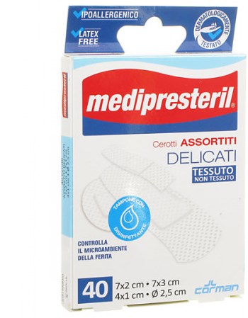 MEDIPRESTERIL CEROTTI DELICATI ASSORTITI 4 FORMATI 40 PEZZI - farmavitality.it