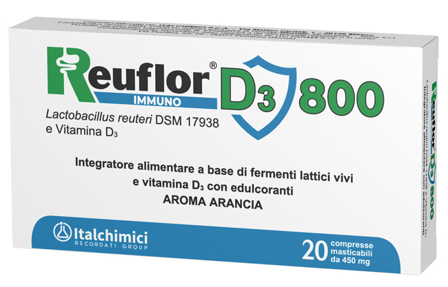 REUFLOR D3 800 20 COMPRESSE MASTICABILI AROMA ARANCIA - farmavitality.it