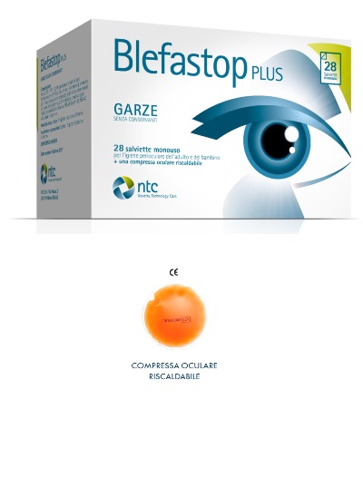 BLEFASTOP PLUS GARZA IN COTONE PIEGATA CON FILO DI BARIO 28 SALVIETTE MONOUSO + 1 COMPRESSA OCULARE RISCALDABILE - farmavitality.it