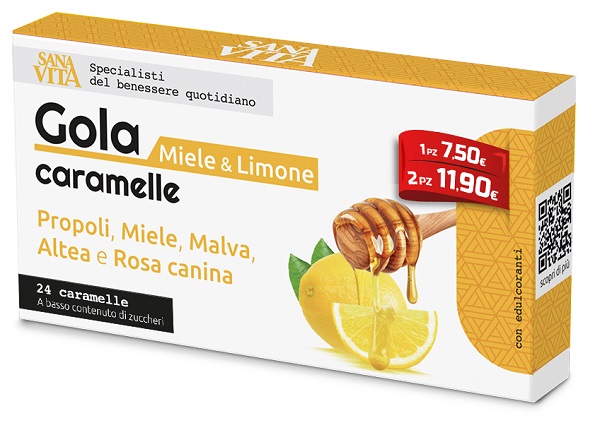 SANAVITA GOLA LIMONE MIELE 24 COMPRESSE - farmavitality.it