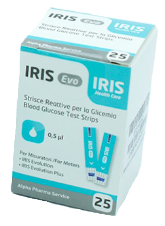 STRISCE MISURAZIONE GLICEMIA IRIS EVO 25 PEZZI - farmavitality.it
