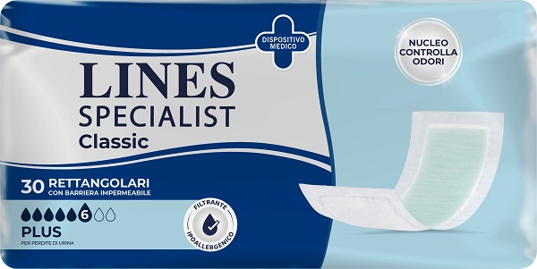 PANNOLONE LINES SPECIALIST CLASSIC RETTANGOLARE CON BARRIERA 30 PEZZI - farmavitality.it