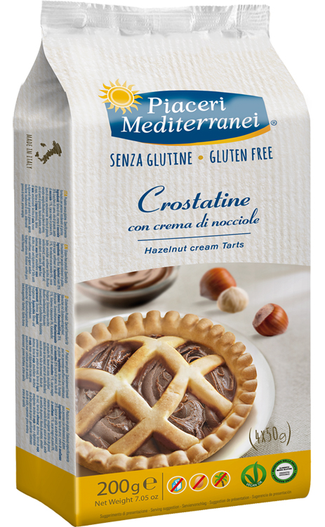 PIACERI MEDITERRANEI CROSTATINA CON CREMA DI NOCCIOLA 4 X 50 G - farmavitality.it