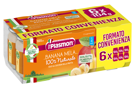 PLASMON OMOGENEIZZATO BANANA/MELA 6 X 104 G - farmavitality.it