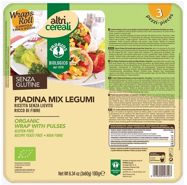 ALTRICEREALI PIADINA MIX LEGUMI 3 X 60 G - farmavitality.it