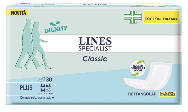 PANNOLONE LINES SPECIALIST CLASSIC RETTANGOLARE CON BARRIERA CONTROL 30 PEZZI - farmavitality.it