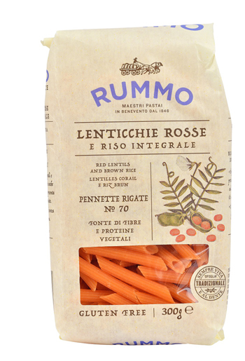 RUMMO PENNETTE RIGATE N 70 LENTICCHIE ROSSE E RISO INTEGRALE 300 G - farmavitality.it