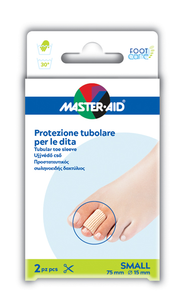 PROTEZIONE TUBOLARE IN GEL MASTER-AID FOOTCARE ELASTICIZZATO SMALL 7,5 CM 15 MM 2 PEZZI C4 - farmavitality.it
