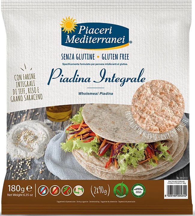 PIACERI MEDIT PIADINA INTEGRALE 180 G - farmavitality.it