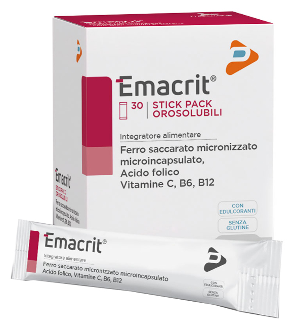 Emacrit Integratore di Ferro Orosolubile 30 Stick Pack - farmavitality.it