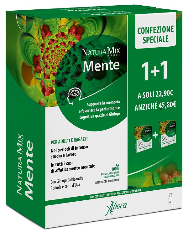 NATURA MIX ADVANCED MENTE 10 FLACONCINI + 10 FLACONCINI 300 ML CONFEZIONE SPECIALE - farmavitality.it
