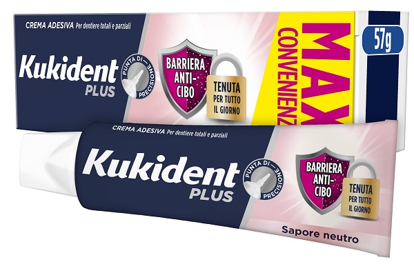 KUKIDENT PLUS BARRIERA ANTI-CIBO NEUTRO CREMA ADESIVA DENTIERE 57 G - farmavitality.it