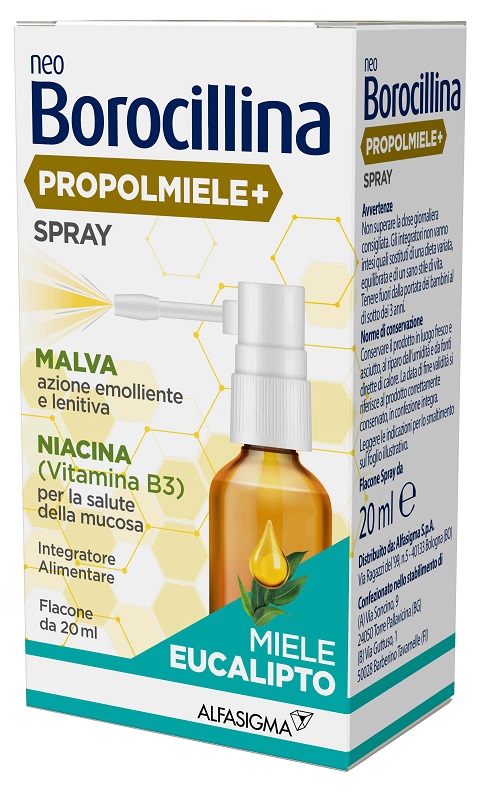NEOBOROCILLINA PROPOLMIELE+ SPRAY MIELE EUCALIPTO 20 ML - farmavitality.it